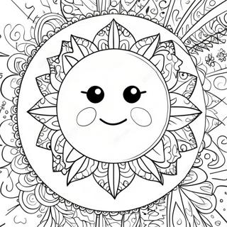 Halaman Mewarnai Matahari Dan Bulan Bohemian Yang Detail 88445-28915