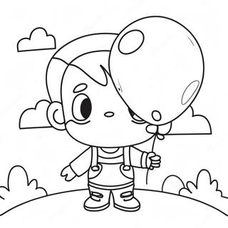 Halaman Mewarnai Anak Laki Laki Imut Dengan Balon Hati 88804-29184