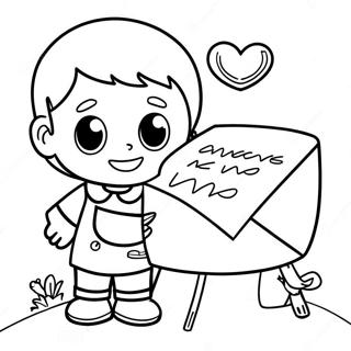 Halaman Mewarnai Anak Laki Laki Lucu Mengirim Surat Cinta 88805-29188