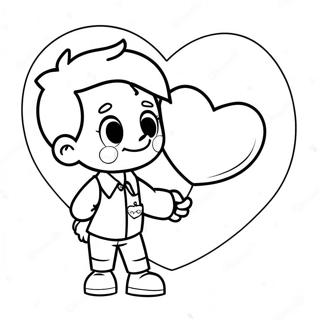 Halaman Mewarnai Anak Laki Laki Ceria Memegang Hati Raksasa 88807 29193