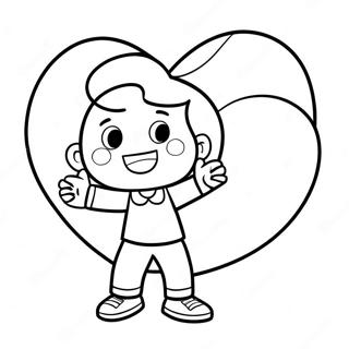Halaman Mewarnai Anak Laki Laki Ceria Memegang Hati Raksasa 88807 29195