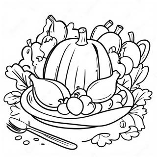 Halaman Mewarnai Meja Makan Malam Thanksgiving Bluey 89011-29345