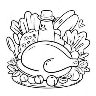 Halaman Mewarnai Meja Makan Malam Thanksgiving Bluey 89011-29346