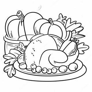 Halaman Mewarnai Meja Makan Malam Thanksgiving Bluey 89011-29348