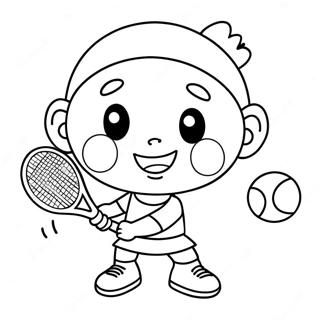Halaman Mewarnai Pemain Tenis Kartun Lucu 89188-29478