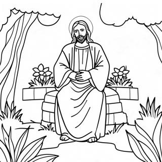Halaman Mewarnai Yesus Di Taman Yang Damai 89964 30085