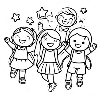 Anak Anak Merayakan Liburan Sekolah Halaman Mewarnai 90196-30262