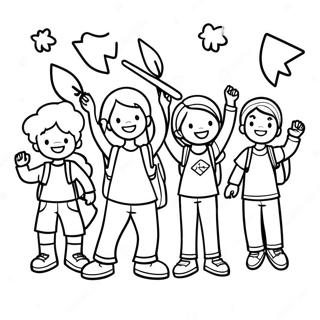 Anak Anak Merayakan Liburan Sekolah Halaman Mewarnai 90196-30263