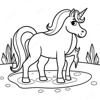 Halaman Mewarnai Unicorn Lembut Minum Dari Aliran 90249-30307