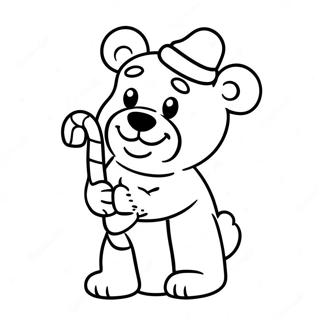 Halaman Mewarnai Beruang Gummy Memegang Tongkat Permen 90302-30351