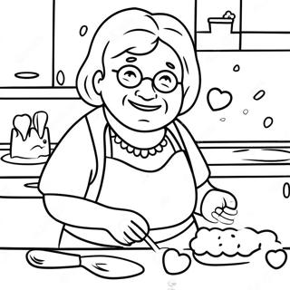 Halaman Mewarnai Nenek Yang Bahagia Membuat Kue 90404 30422