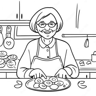 Halaman Mewarnai Nenek Yang Bahagia Membuat Kue Halaman Mewarnai