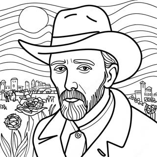 Halaman Mewarnai Potret Diri Van Gogh 90840-30761