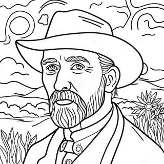Halaman Mewarnai Potret Diri Van Gogh 90840-30763