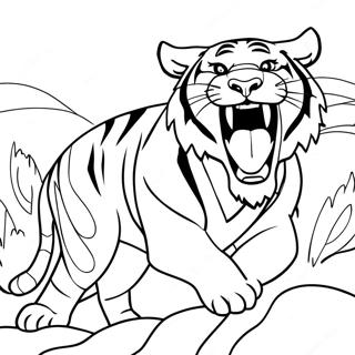 Harimau Garang Menggeram Halaman Mewarnai 9115 1420