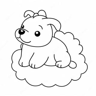 Halaman Mewarnai Anjing Kawaii Yang Mengantuk Di Awan 91917 31677