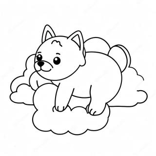 Halaman Mewarnai Anjing Kawaii Yang Mengantuk Di Awan 91917 31678