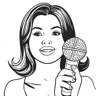 Halaman Mewarnai Selena Yang Imut Dengan Mikrofon 92557-32167