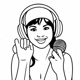 Halaman Mewarnai Selena Yang Imut Dengan Mikrofon 92557-32168