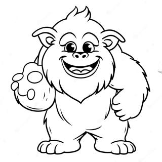 Halaman Mewarnai Yeti Memegang Bola Salju 92611-32214