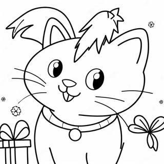 Halaman Mewarnai Kucing Natal Yang Ceria 92971-32499