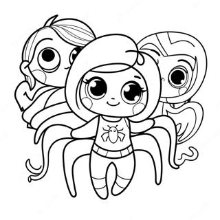 Halaman Mewarnai Gadis Laba Laba Imut Dengan Teman Teman 93199-32669