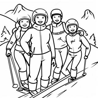 Halaman Mewarnai Keluarga Ski Yang Menyenangkan 93431 32852
