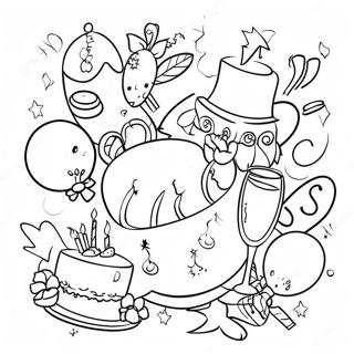 Halaman Mewarnai Pesta Tahun Baru Yang Meriah 93559-32947