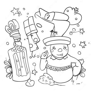 Halaman Mewarnai Perayaan Tahun Baru Yang Ceria 93561-32956