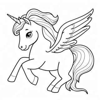 Unicorn Terbang Dengan Rambut Mengalir Halaman Mewarnai 93896-33215