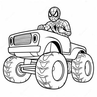 Spiderman Dalam Truk Monster Berwarna Halaman Mewarnai 94075-33350