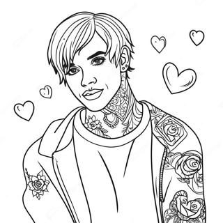 Halaman Mewarnai Lil Peep Dengan Tato Hati 94409-33679