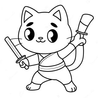 Halaman Mewarnai Kucing Ninja Yang Petualang 95465-34633