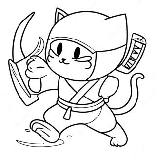 Halaman Mewarnai Kucing Ninja Yang Petualang 95465-34636