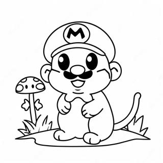 Halaman Mewarnai Kucing Mario Yang Lucu Dengan Jamur 95616 34786