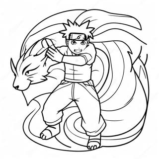 Halaman Mewarnai Naruto Bertransformasi Menjadi Sembilan Ekor 95641-34806