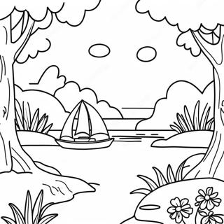 Halaman Mewarnai Adegan Alam Yang Menenangkan 95745 34888