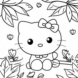 Halaman Mewarnai Hello Kitty Dengan Daun Musim Gugur 96080-35151