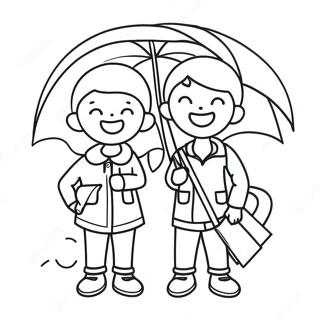 Halaman Mewarnai Anak Anak Bahagia Dengan Payung 96260-35283