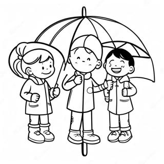 Halaman Mewarnai Anak Anak Bahagia Dengan Payung 96260-35284