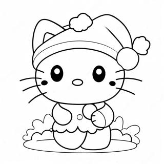 Halaman Mewarnai Hello Kitty Dengan Topi Santa 96568-35517