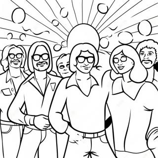 Halaman Mewarnai Adegan Disko 70 An Yang Berwarna Warni 96672-35602