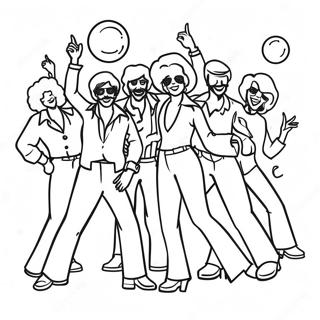 Halaman Mewarnai Adegan Disko 70 An Yang Berwarna Warni 96672-35603