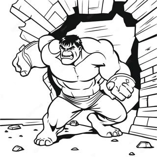 Halaman Mewarnai Hulk Menghancurkan Dinding 9671-688