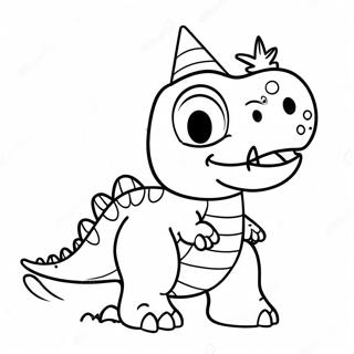 Gambar Mewarnai Dinosaurus Bahagia Dengan Topi Pesta 96802-35706
