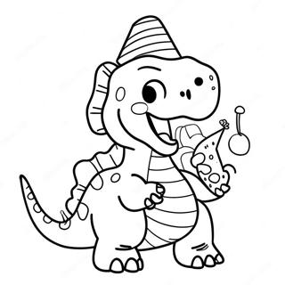 Gambar Mewarnai Dinosaurus Bahagia Dengan Topi Pesta 96802-35873