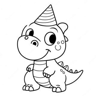 Gambar Mewarnai Dinosaurus Bahagia Dengan Topi Pesta 96802-35875