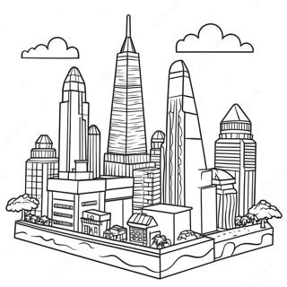 Halaman Mewarnai Pemandangan Kota Lego Yang Berwarna Warni 97725-36720