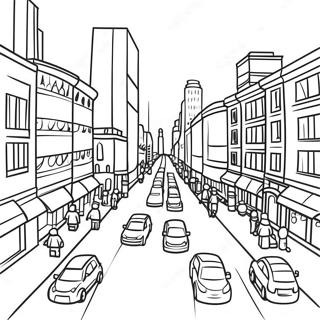 Halaman Mewarnai Adegan Jalan Kota Lego Yang Sibuk 97726-36678