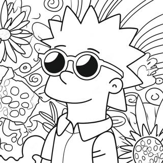 Halaman Mewarnai Bart Simpson Psychedelic Dengan Kacamata 98470-37297